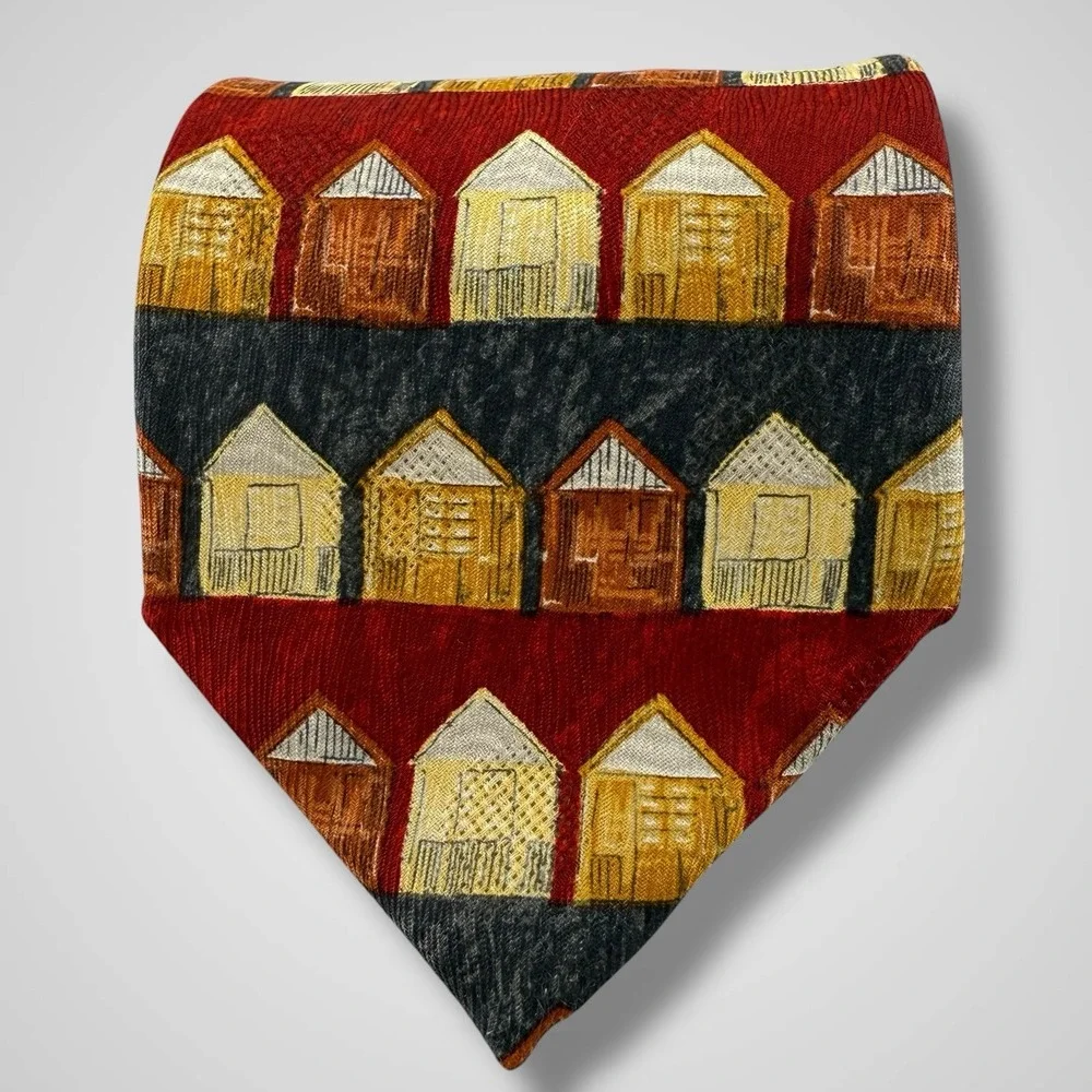 ERMENEGILDO ZEGNA Mens Silk Necktie ITALY Luxury Houses‎ Village Burgundy Multi
